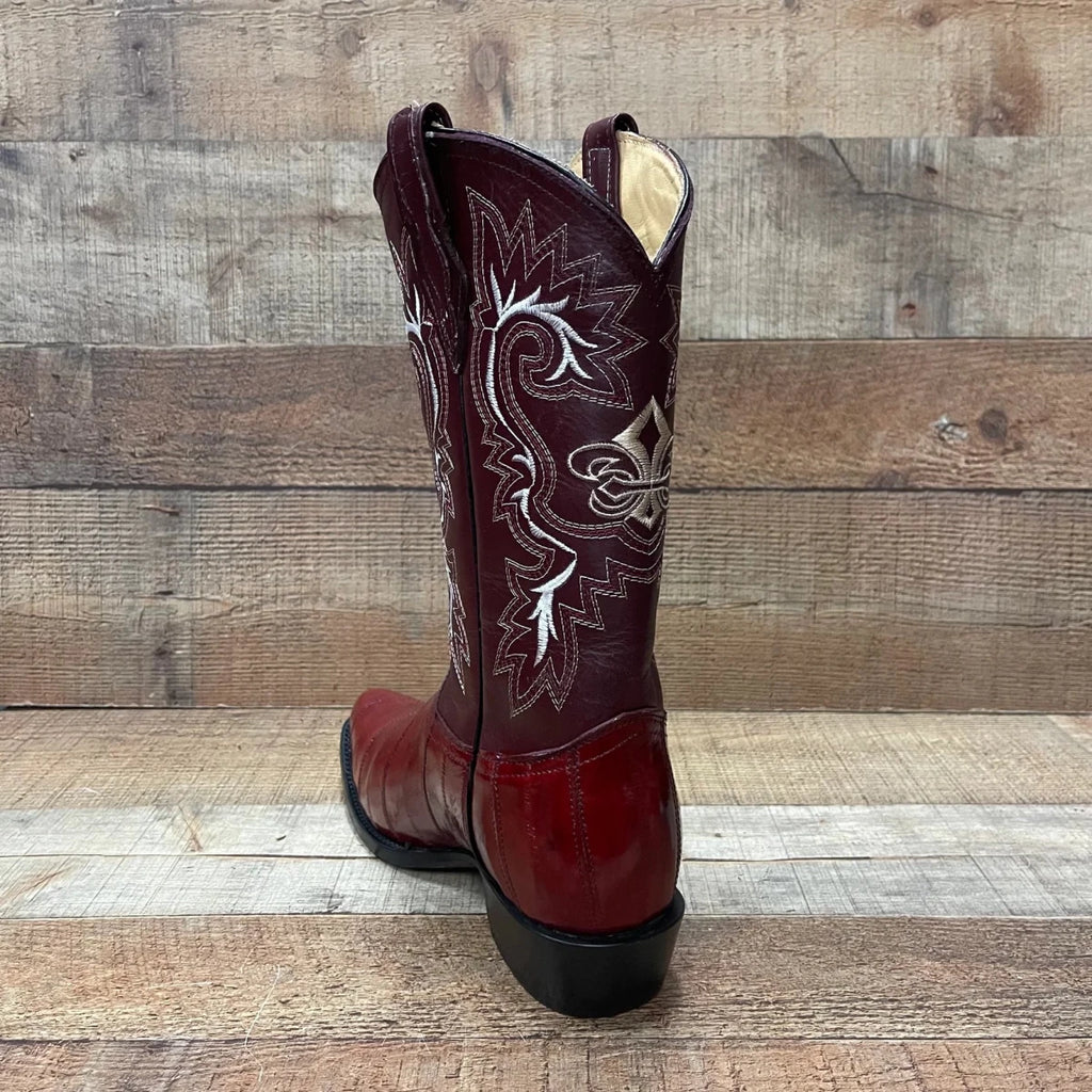 Men's Cowboy Boots Original Eel Leather Western Pointy Est. 099 Wine - OriginalWestern.com