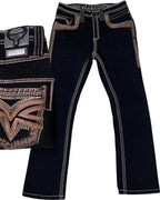 Men's Boot Cut Western Jeans – Stretch Denim Cowboy Pants – Black 12101
