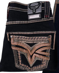 Men's Boot Cut Western Jeans – Stretch Denim Cowboy Pants – Black 12101