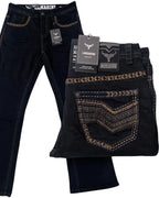Men's Boot Cut Western Jeans – Stretch Denim Cowboy Pants – Black 1870