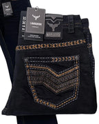 Men's Boot Cut Western Jeans – Stretch Denim Cowboy Pants – Black 1870