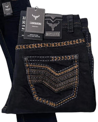Men's Boot Cut Western Jeans – Stretch Denim Cowboy Pants – Black 1870