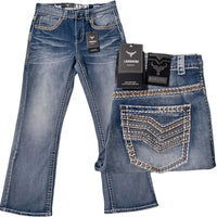 Men's Boot Cut Western Jeans – Stretch Denim Cowboy Pants – Light Blue 1870