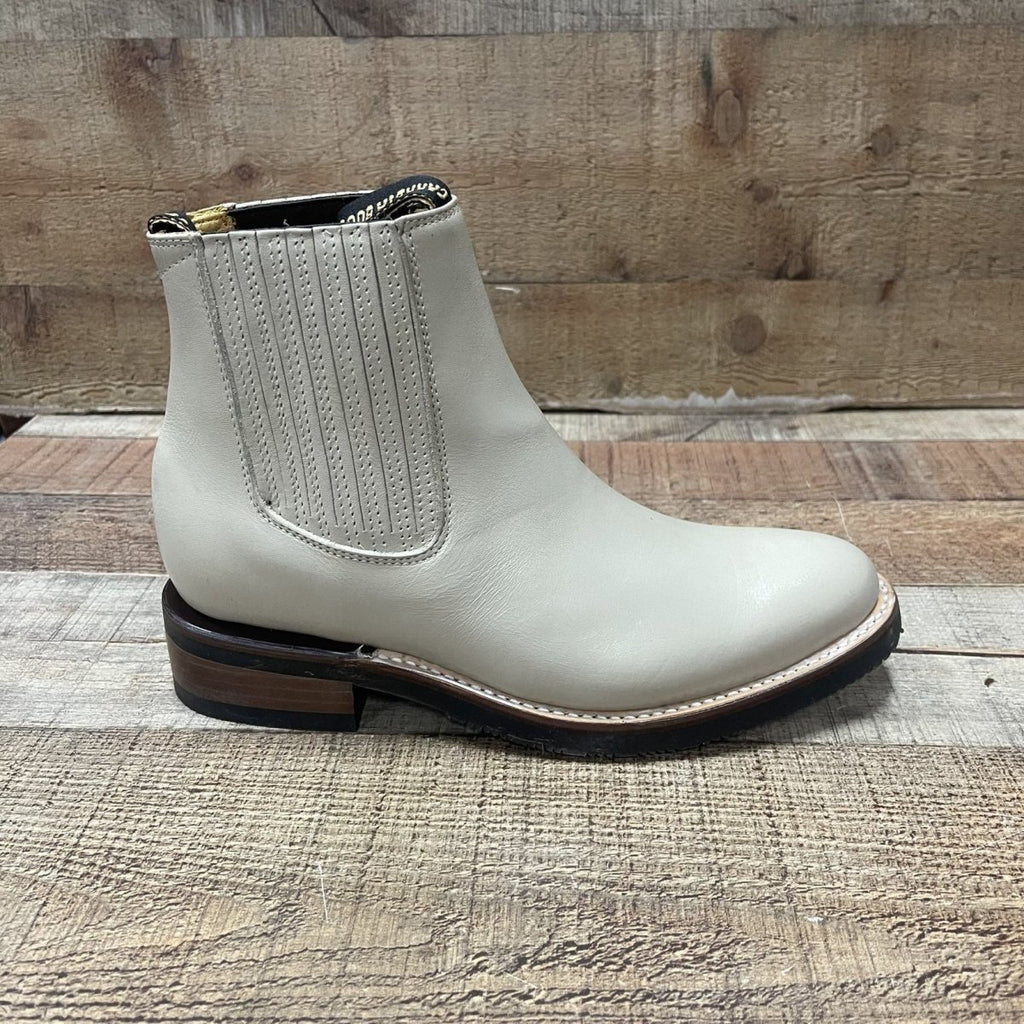 Men's Cowboy Pull On Ankle–Round Boots Rubber Sole Est. 250 Beige - OriginalWestern.com