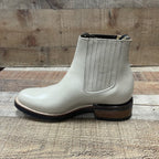 Men's Cowboy Pull On Ankle–Round Boots Rubber Sole Est. 250 Beige - OriginalWestern.com