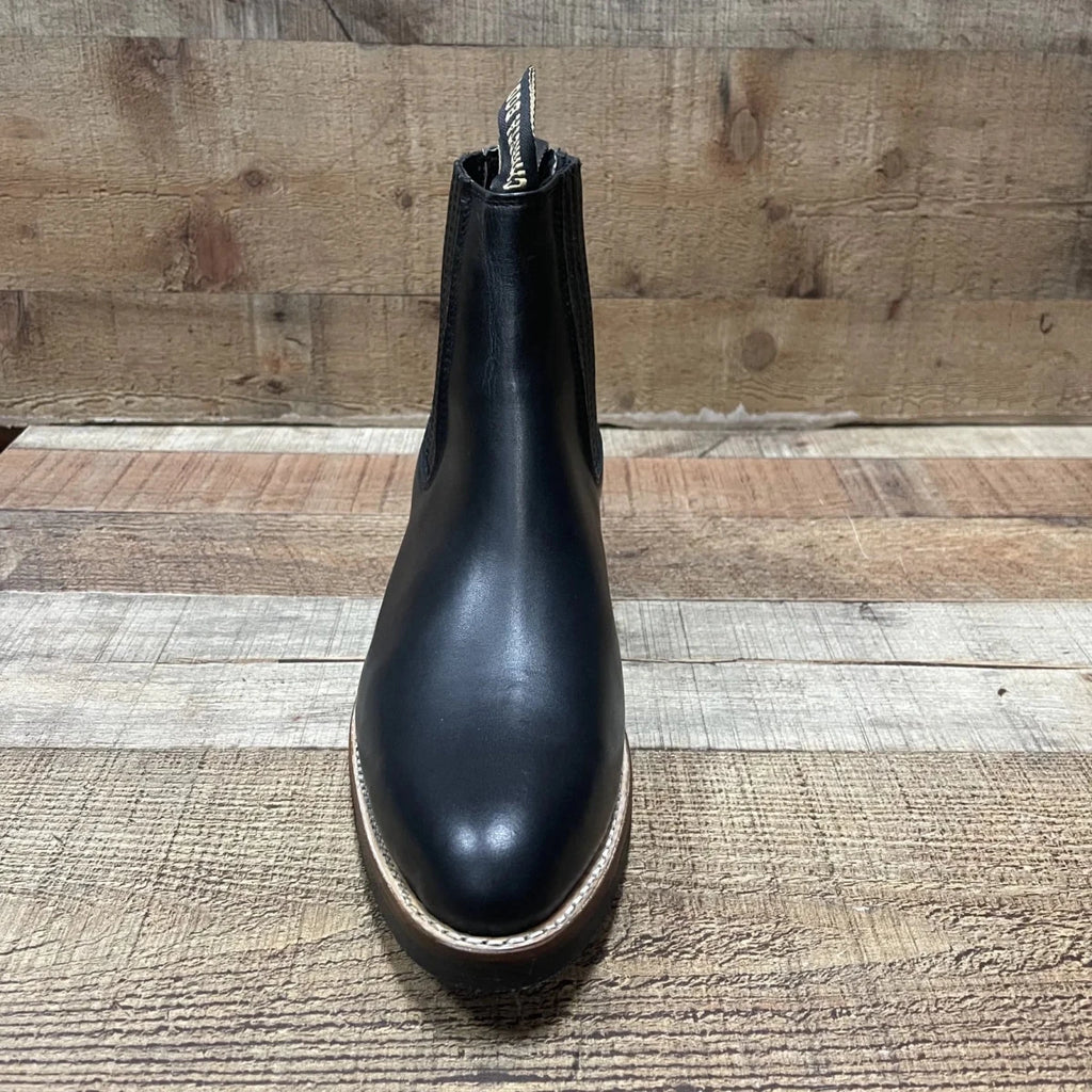 Men's Cowboy Pull On Ankle–Round Boots Rubber Sole Est. 250 Black - OriginalWestern.com