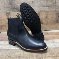 Men's Cowboy Pull On Ankle–Round Boots Rubber Sole Est. 250 Black - OriginalWestern.com