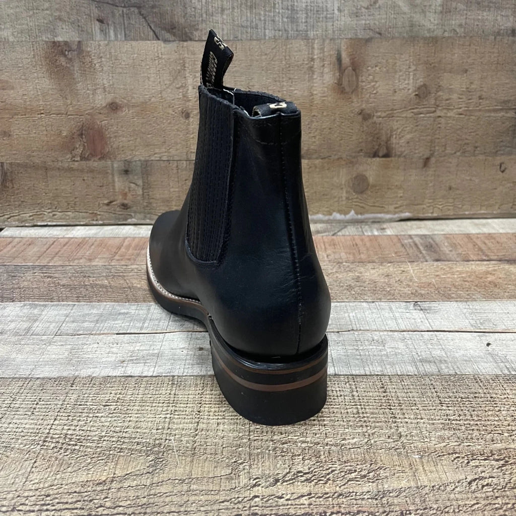 Men's Cowboy Pull On Ankle–Round Boots Rubber Sole Est. 250 Black - OriginalWestern.com