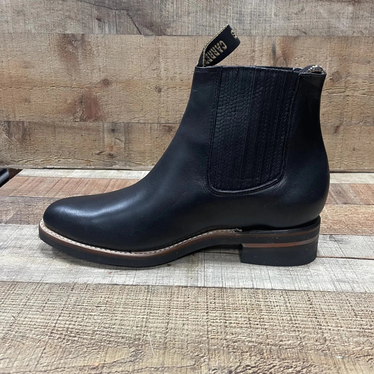 Men's Cowboy Pull On Ankle–Round Boots Rubber Sole Est. 250 Black - OriginalWestern.com