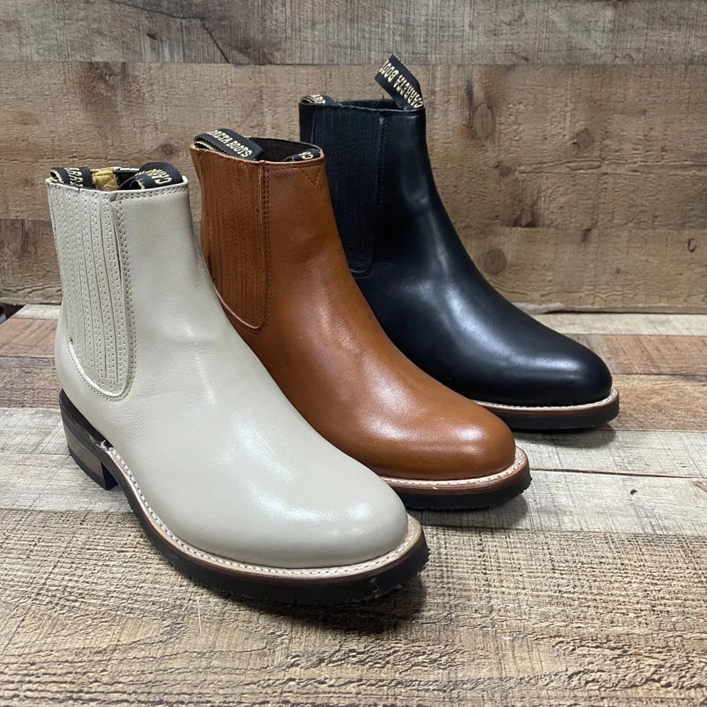 Men's Cowboy Pull On Ankle–Round Boots Rubber Sole Est. 250 Honey - OriginalWestern.com