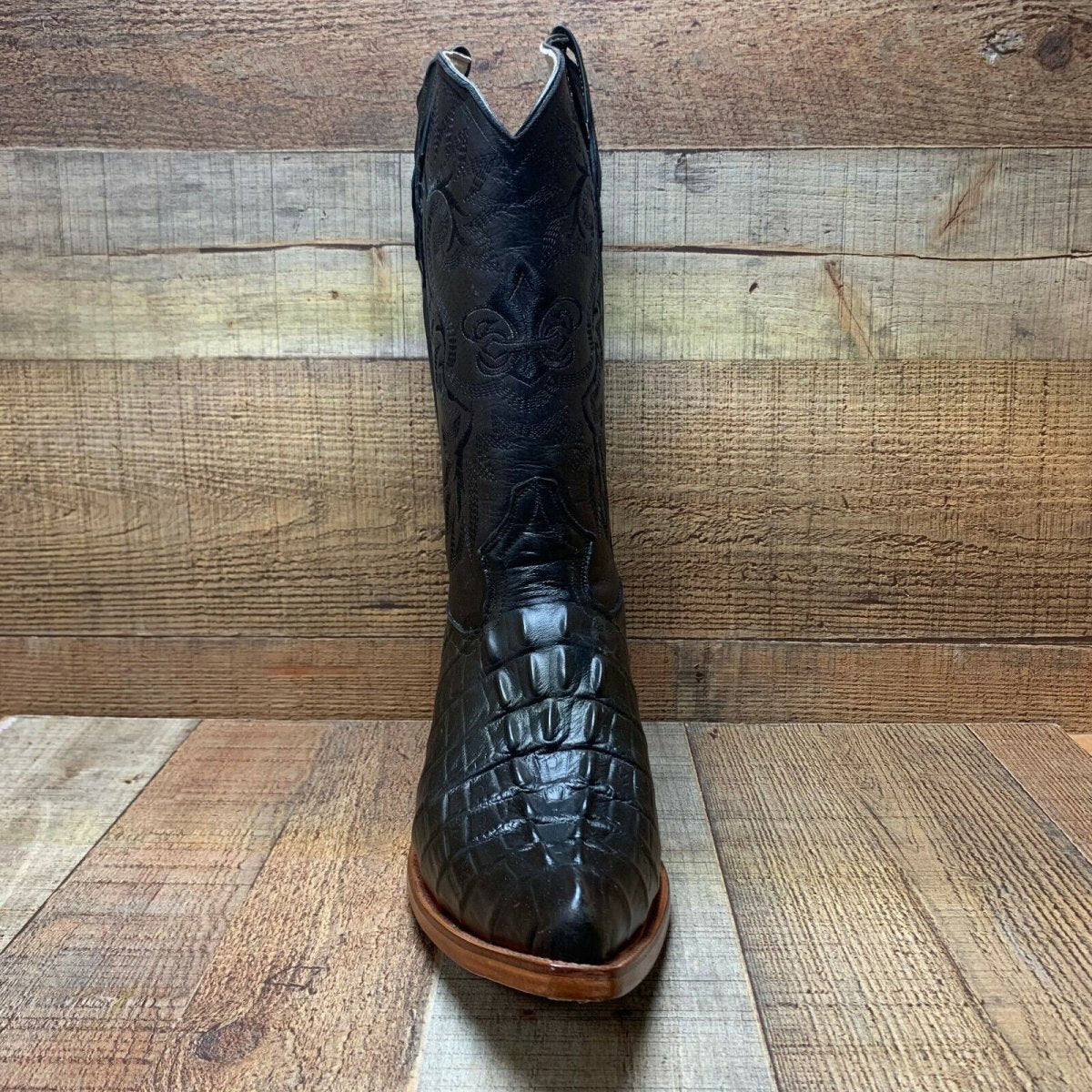 Men's Cowboy Western Exotic Cocodrile Print Pinted Toe Boot Est. 097 Black - OriginalWestern.com