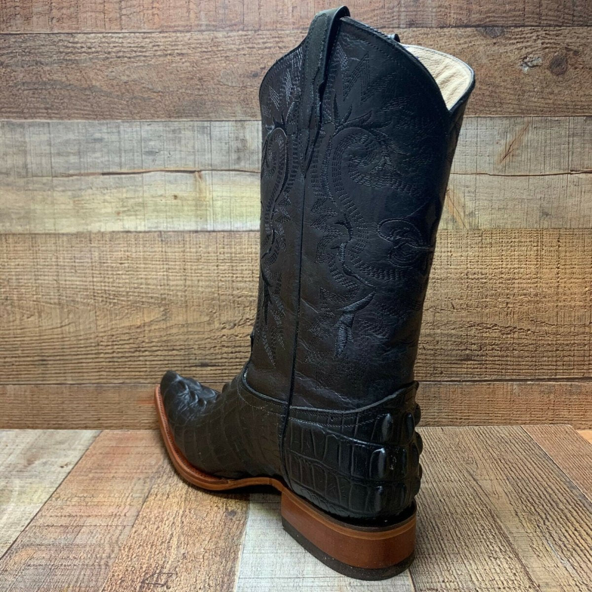 Men's Cowboy Western Exotic Cocodrile Print Pinted Toe Boot Est. 097 Black - OriginalWestern.com