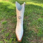 Men's Cowboy Western Exotic Cocodrile Print Pinted Toe Boot Est. 097 White - OriginalWestern.com