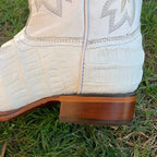Men's Cowboy Western Exotic Cocodrile Print Pinted Toe Boot Est. 097 White - OriginalWestern.com