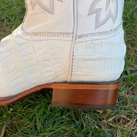Men's Cowboy Western Exotic Cocodrile Print Pinted Toe Boot Est. 097 White - OriginalWestern.com