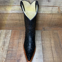 Men's Cowboy Western Exotic Ostrich Print Pointed Toe Boot Est. 097 Black - OriginalWestern.com