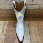 Men's Cowboy Western Exotic Ostrich Print Pointed Toe Boot Est. 097 White - OriginalWestern.com