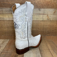 Men's Cowboy Western Exotic Ostrich Print Pointed Toe Boot Est. 097 White - OriginalWestern.com