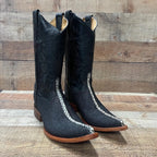 Men's Cowboy Western Exotic Stingay Print Pointed Toe Boot Est. 097 Black - OriginalWestern.com