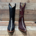 Men's Cowboy Western Exotic Stingay Print Pointed Toe Boot Est. 097 Wine - OriginalWestern.com