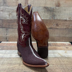 Men's Cowboy Western Exotic Stingay Print Pointed Toe Boot Est. 097 Wine - OriginalWestern.com