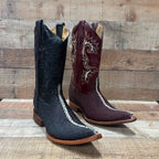 Men's Cowboy Western Exotic Stingay Print Pointed Toe Boot Est. 097 Wine - OriginalWestern.com