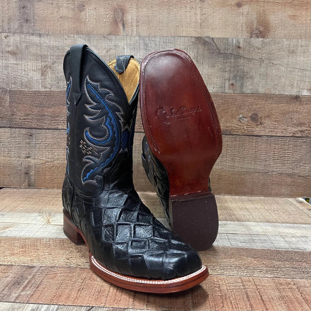 Men's Cowboy Western Fish Pirarucu Print Square Toe Boots Est. 722/700 Black - OriginalWestern.com
