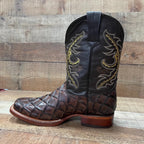Men's Cowboy Western Fish Pirarucu Print Square Toe Boots Est. 722/700 Brown - OriginalWestern.com