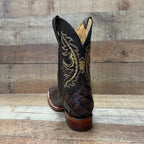 Men's Cowboy Western Fish Pirarucu Print Square Toe Boots Est. 722/700 Brown - OriginalWestern.com