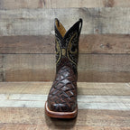 Men's Cowboy Western Fish Pirarucu Print Square Toe Boots Est. 722/700 Brown - OriginalWestern.com