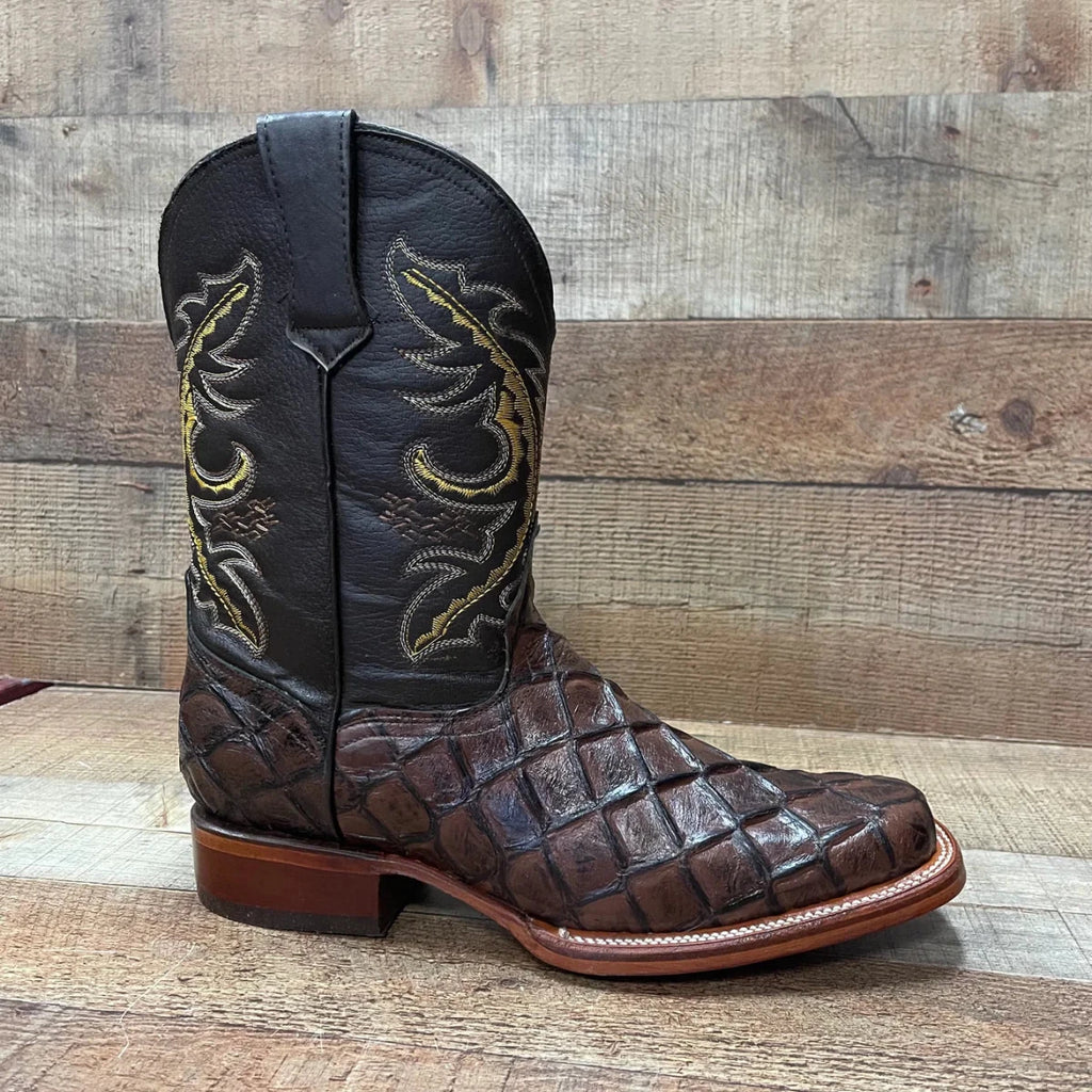 Men's Cowboy Western Fish Pirarucu Print Square Toe Boots Est. 722/700 Brown - OriginalWestern.com
