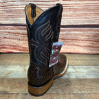 Men's Cowboy Western Hand Tooled Square Toe Boot Est 697 Brown - OriginalWestern.com