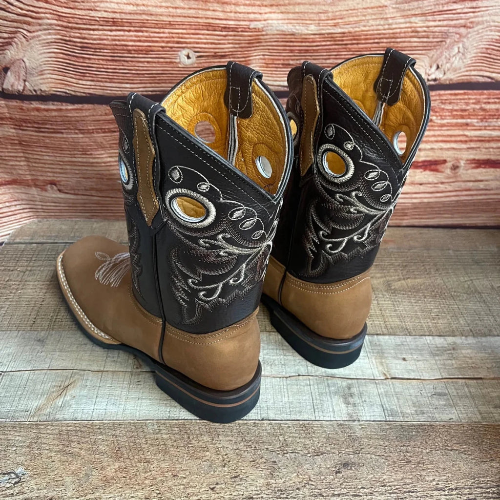 Men's Cowboy Western Leather Square Toe Boots Est. 700 Honey - OriginalWestern.com