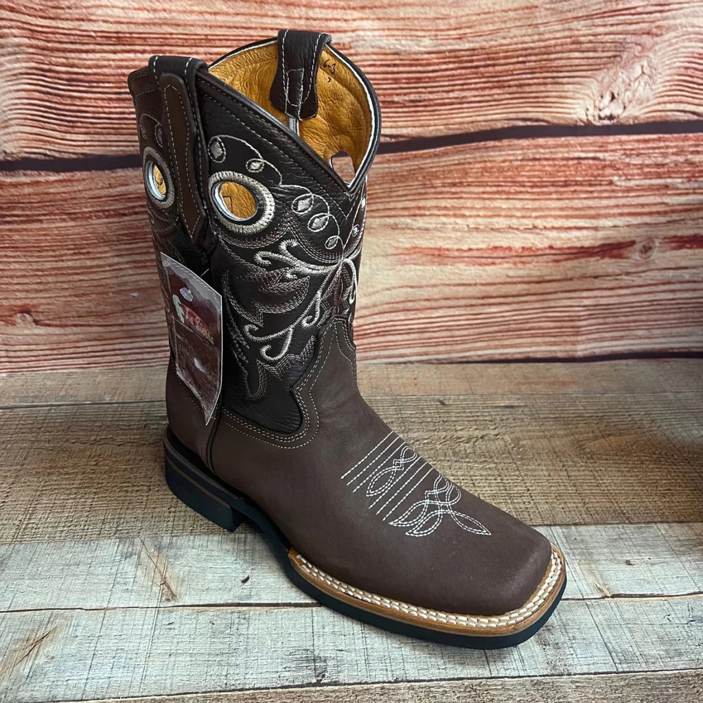 Men's Cowboy Western Leather Square Toe Boots Est. 700 Mocha - OriginalWestern.com