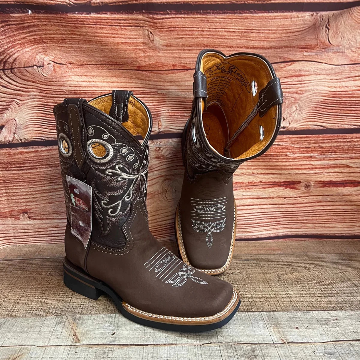 Men's Cowboy Western Leather Square Toe Boots Est. 700 Mocha - OriginalWestern.com