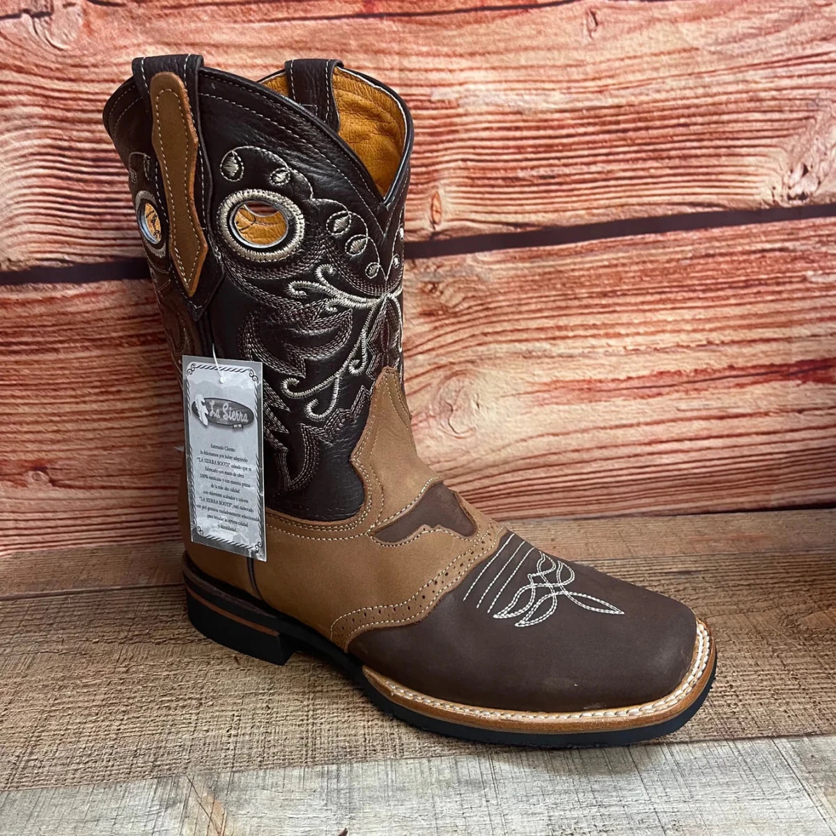 Men's Cowboy Western Leather Square Toe Boots Est. 700 Mocha/Miel - OriginalWestern.com