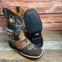 Men's Cowboy Western Leather Square Toe Boots Est. 700 Mocha/Miel - OriginalWestern.com