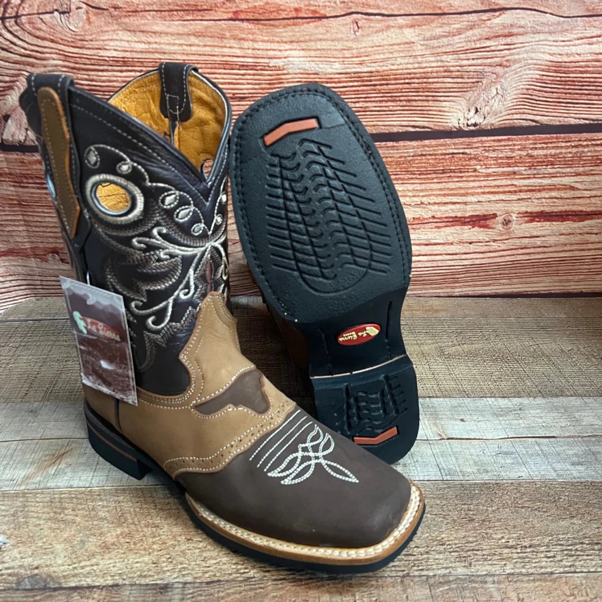 Men's Cowboy Western Leather Square Toe Boots Est. 700 Mocha/Miel - OriginalWestern.com