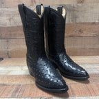 Men's Cowboy Western Ostrich Printed Pointed Boots Est. 099 Black - OriginalWestern.com