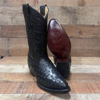 Men's Cowboy Western Ostrich Printed Pointed Boots Est. 099 Black - OriginalWestern.com