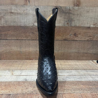 Men's Cowboy Western Ostrich Printed Pointed Boots Est. 099 Black - OriginalWestern.com