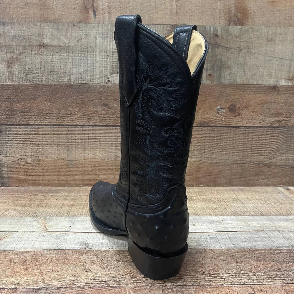 Men's Cowboy Western Ostrich Printed Pointed Boots Est. 099 Black - OriginalWestern.com