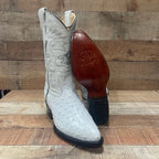 Men's Cowboy Western Ostrich Printed Pointed Boots Est. 099 Bone - OriginalWestern.com