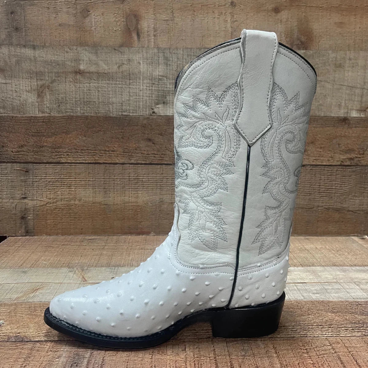 Men's Cowboy Western Ostrich Printed Pointed Boots Est. 099 Bone - OriginalWestern.com