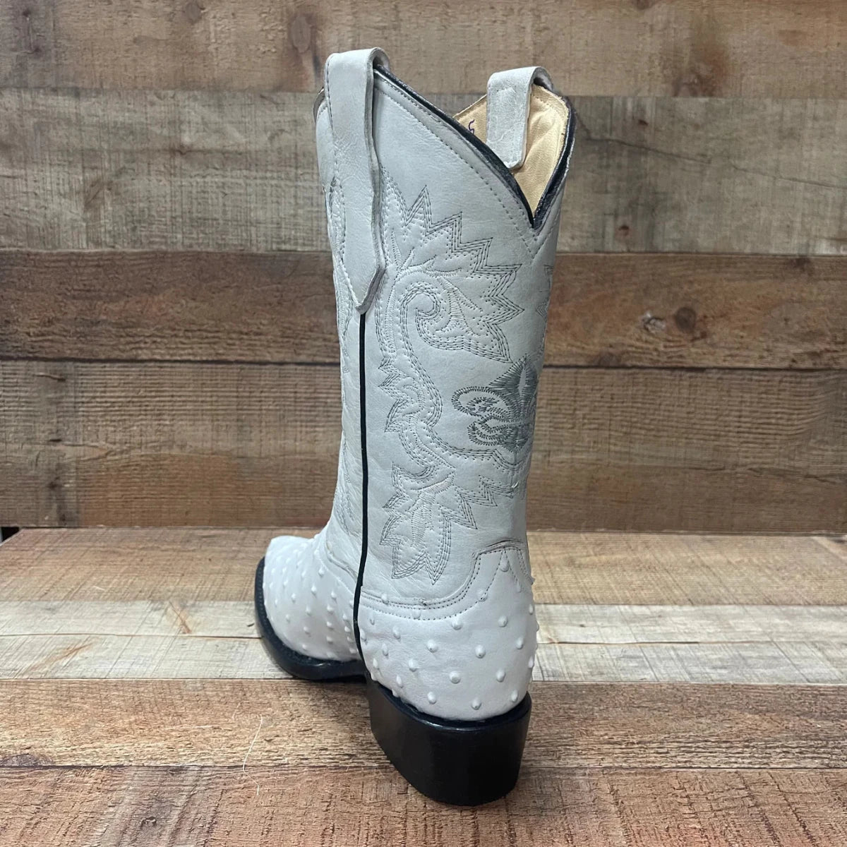 Men's Cowboy Western Ostrich Printed Pointed Boots Est. 099 Bone - OriginalWestern.com