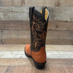 Men's Cowboy Western Ostrich Printed Pointed Boots Est. 099 Cognac - OriginalWestern.com