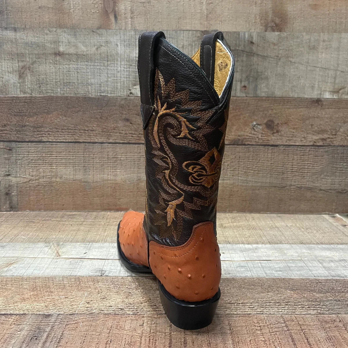 Men's Cowboy Western Ostrich Printed Pointed Boots Est. 099 Cognac - OriginalWestern.com