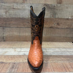 Men's Cowboy Western Ostrich Printed Pointed Boots Est. 099 Cognac - OriginalWestern.com