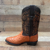 Men's Cowboy Western Ostrich Printed Pointed Boots Est. 099 Cognac - OriginalWestern.com