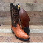 Men's Cowboy Western Ostrich Printed Pointed Boots Est. 099 Cognac - OriginalWestern.com